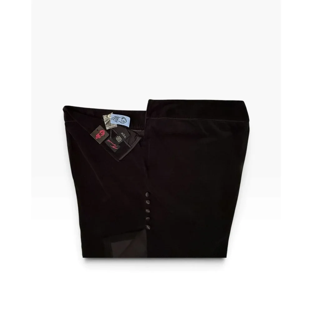 NWT Torrid Womens Size 24 Black Velvet Pencil Skirt with Sexy Button Slit Vent